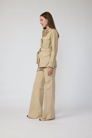 Rolle Belt Jacket - Loose fit shirt jacket with belt in camel