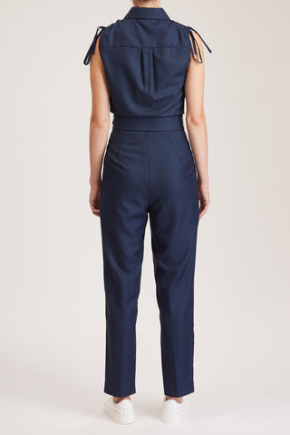 Margate Jumpsuit - Sleeveless jumpsuit in navy wool blend