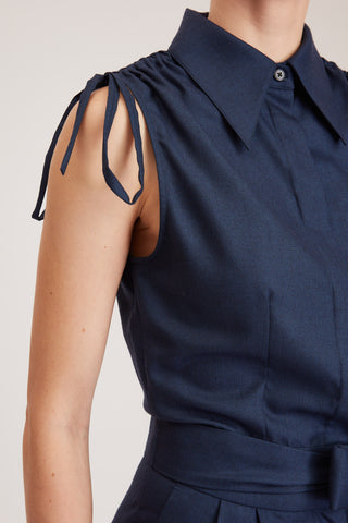 Margate Jumpsuit - Sleeveless jumpsuit in navy wool blend