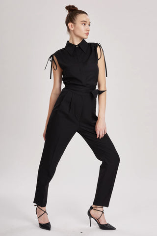 Margate Jumpsuit -  Sleeveless jumpsuit in black wool