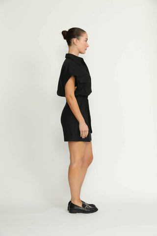 Geneva Jumpsuit - Geneva Shorts Jumpsuit in Black