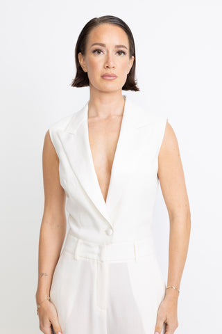 Vetlanda Limited Edition Jumpsuit - Sleeveless evening jumpsuit in white