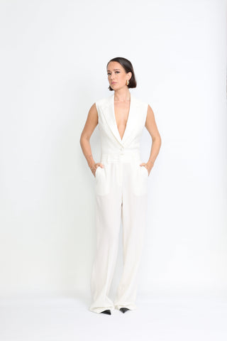 Vetlanda Limited Edition Jumpsuit - Sleeveless evening jumpsuit in white