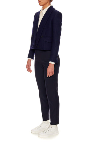 Grenoble - Cropped shawl collar wool jacket in navy