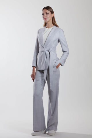 Montpellier - Wool suit jacket with peaked lapels sky grey herringbone