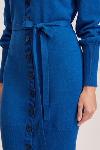 Swindon Knit Dress - Plain knit, loose fit midi dress in royal blue