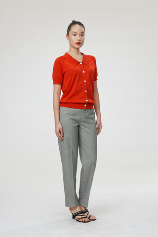 Vicenza Top -  Button down blouse in poppy red