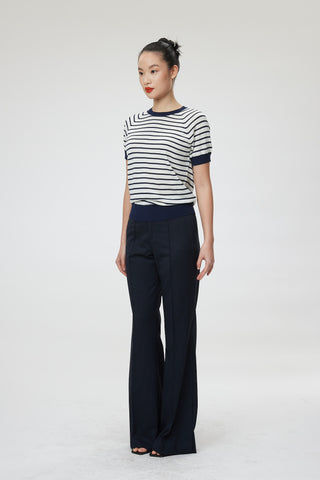 Lourdes T-Shirt - Crew T-shirt in white/navy stripe