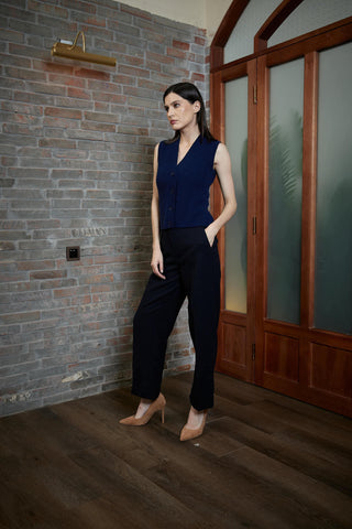 Amadora Vest - Knit vest in midnight blue