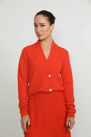 Appenzell Cardigan - Appenzell Merino Wool Orange Wrap Cardigan