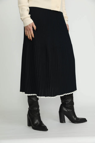 Altdorf Skirt - Altdorf Navy Blue Pleated Knit Skirt