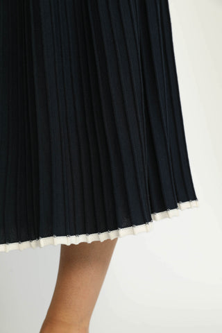 Altdorf Skirt - Altdorf Navy Blue Pleated Knit Skirt