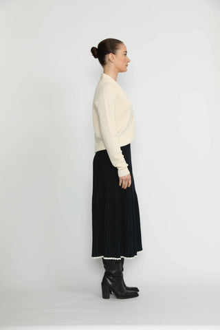 Altdorf Skirt - Altdorf Navy Blue Pleated Knit Skirt