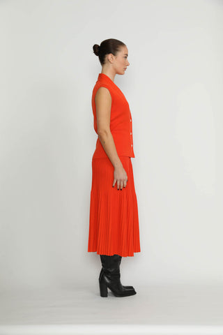 Altdorf Skirt - Altdorf Orange Pleated Knit Skirt