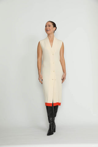 Arlesheim Dress - Arlesheim White/Orange Knit Dress