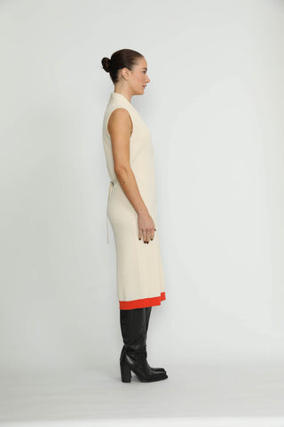 Arlesheim Dress - Arlesheim White/Orange Knit Dress