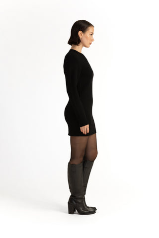 Kumla Knit Dress - Knit mini dress in black