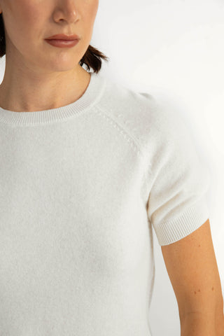 Lourdes Knit Top - Knit t-shirt in white