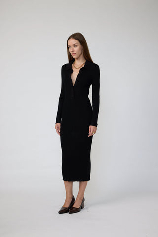 Haarlem Dress - Polo collar knit midi dress