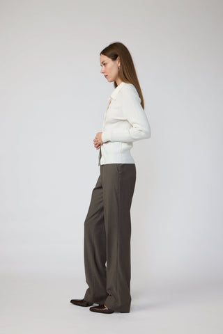 Laren Top - Polo pleated knit top in white