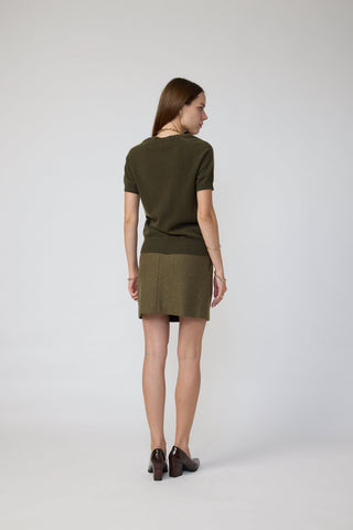 Lourdes Top - Knit T-shirt in olive