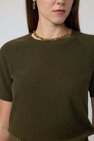 Lourdes Top - Knit T-shirt in olive