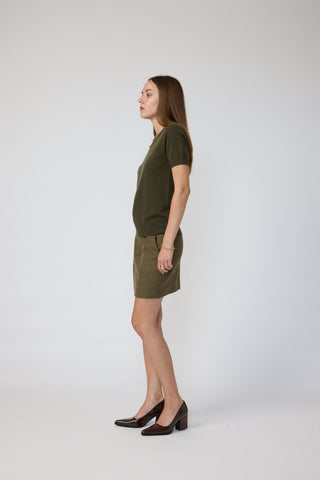 Lourdes Top - Knit T-shirt in olive