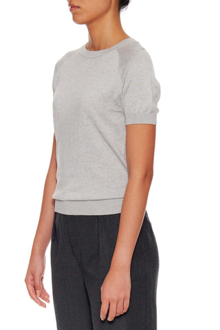 Lourdes - Short sleeve cotton-silk t-shirt in grey