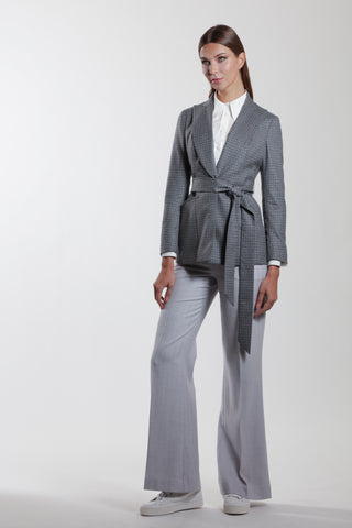 Montpellier Jacket - Wool suit jacket with peaked lapels in grey check