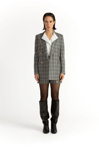 Loule Shorts - Tailored shorts in grey tartan