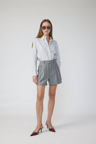 Almada Jacket & Biel Shorts in Grey Pinstripe