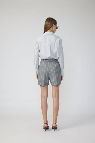 Biel Shorts - Tailored shorts in grey pinstripe