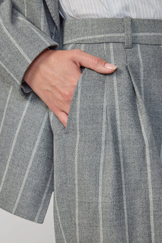 Biel Shorts - Tailored shorts in grey pinstripe