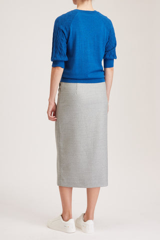 Richmond Skirt - Maxi skirt in white/ grey diamond twill