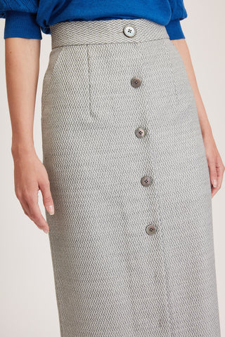 Richmond Skirt - Maxi skirt in white/ grey diamond twill