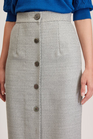 Richmond Skirt - Maxi skirt in white/ grey diamond twill