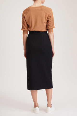 Richmond Skirt - Maxi skirt in navy wool blend