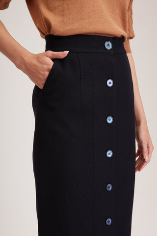 Richmond Skirt - Maxi skirt in navy wool blend