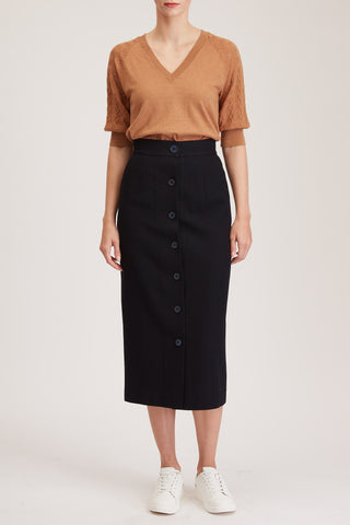 Richmond Skirt - Maxi skirt in navy wool blend