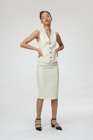 Piacenza Skirt - Pencil skirt in off white