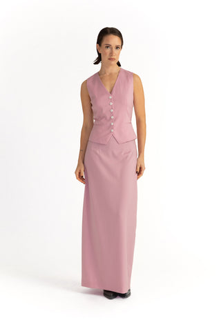 Kalmar Skirt - High-waisted maxi skirt in powder pink