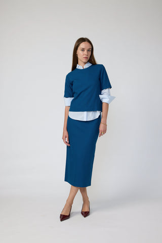 Nyon Skirt - Jersey skirt in aqua blue
