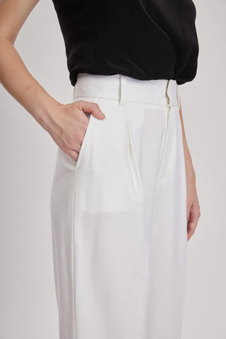 Almeria Trouser - Wide Leg, High Waisted Long Trousers in White Wool