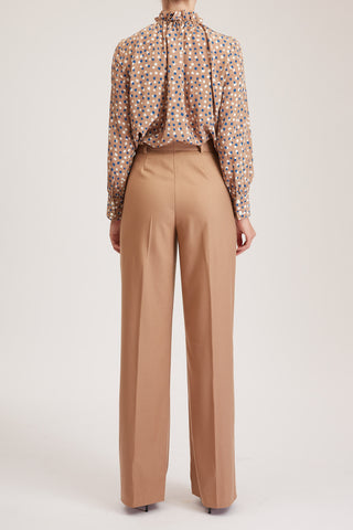 Blackpool Trouser - Wide leg trousers in beige pure wool