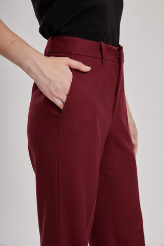 Bordeaux Trouser - Slim-fit bootcut trousers in red wine pure wool