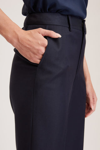 Bordeaux Trouser - Flared trousers in navy pure wool