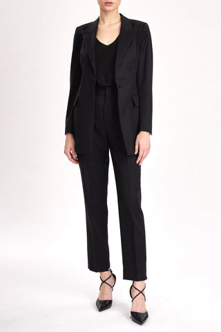 Dunkrik Trouser - High-waisted slim cigarette trousers in black wool