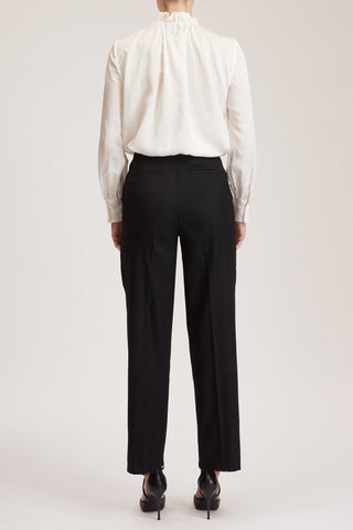 Manchester Trouser - High-waisted cropped trousers in plain black wool