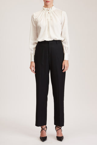 Manchester Trouser - High-waisted cropped trousers in plain black wool