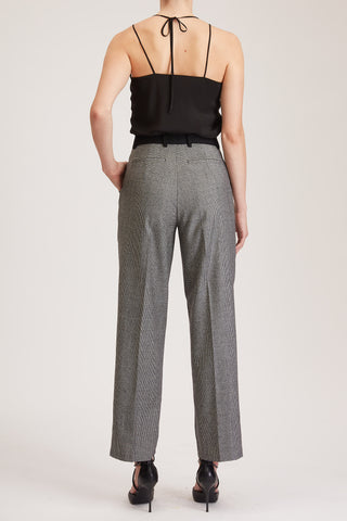 Manchester Trouser - High-waisted cropped trousers in black houndstooth